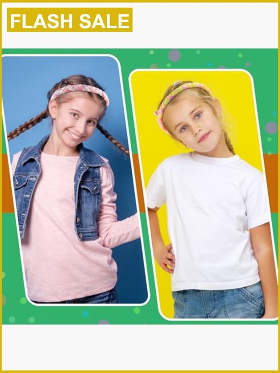 8 Pack Braided Stretch Headbands for Girls, Tie Dye Hair Accessories main image 5
